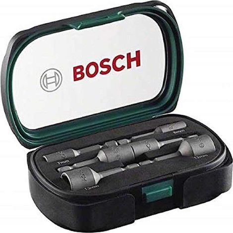 Bosch 6tlg.Steckschlüssel Set (1/4 Zoll Sechskantschaft, Ø 6-13 mm, Zubehör Bohrschrauber)
