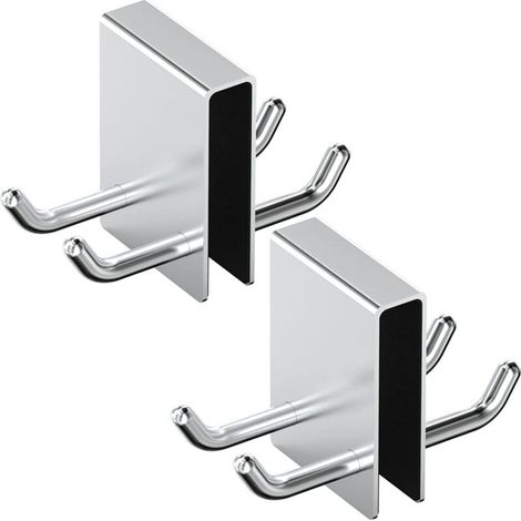 Ganci doccia 2 pezzi, ganci da parete per cabina doccia, ganci per asciugamani senza foratura, ganci per porta del bagno, adatti a vetri spessi 2 mm, acciaio inossidabile spazzolato