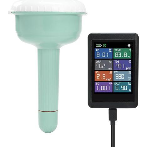 Testeur d'eau intelligent WiFi 8-en-1 pH TDS EC Chlore Salinité ORP Densité Temp, app Tuya surveillance à distance piscine aquarium spa (1/5)
