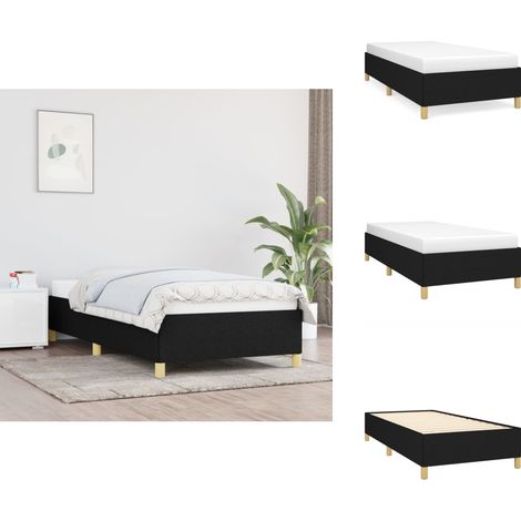 Bettgestell ohne Matratze Schwarz 90x200 cm Stoff - Bettrahmen - Doppelbett - Boxspringbetten - Lattenrost - Schlafzimmermöbel (1/5)