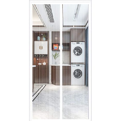 Moustiquaire de Porte Magnétique, Automatiquementfermé, Moustiquaire Porte sans Percer pour Couloirs, White, (31x82inch)80x210cm (1/5)