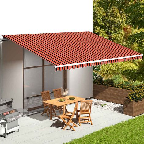Toile de rechange pour store banne extérieur en polyester orange et marron 600 x 350 cm - PANGIVO (1/5)