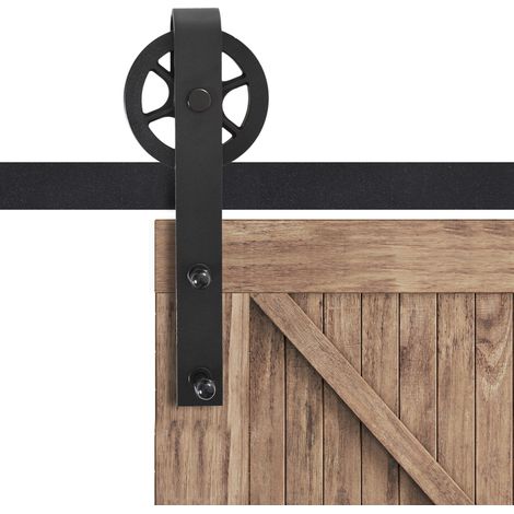 Kit coulissant mural complet 200cm, acier noir, épaisseur 34-40mm, pour porte simple (1/5)