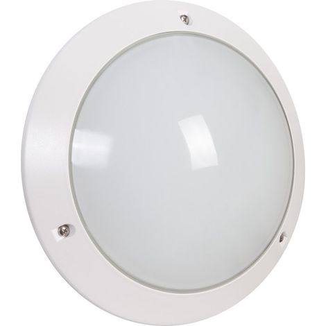 Hublot rond Chartres IP54 – Jupe polycarbonate blanc – Diffuseur verre émaillé – 53W E27 pour intérieur et extérieur – Sarlam (1/6)