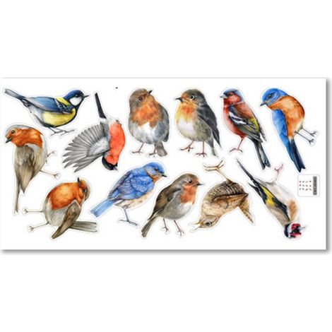 Longziming Lot de 12 autocollants double face pour fenêtres, motif oiseaux - Décoration colorée en PVC - Électrostatique - Amovible - Anti-collision - Protection contre les oiseaux (1/5)