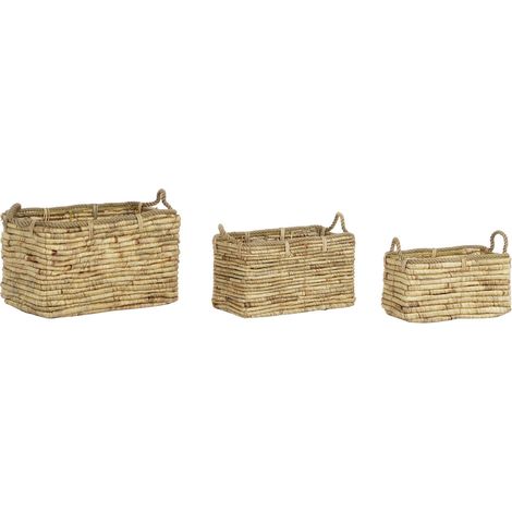 Corbeille Set 3 Fibre Métal 49X30X35 Naturel (1/5)