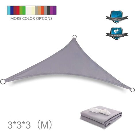 (Grey) Triangle Sunshade Sail 3X3X3m-300D Sun Protection Umbrella Sail Garden Swimming Pool Outdoor Awning (1/5)