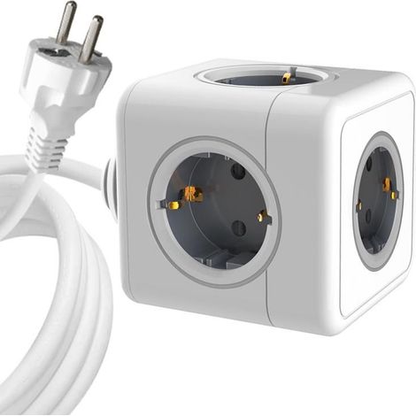 MicroConnect PowerCube 5 Schuko-Steckdosen, 1,5 m Kabel, Weiß