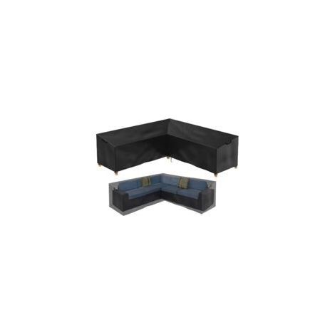 Telo di copertura impermeabile a forma di V per mobili da giardino in rattan, ideale per divani angolari - 215 x 215 x 87 cm - Crezuo