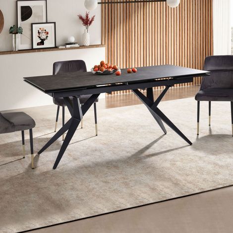 Table extensible 180-260 cm en céramique effet marbre noir - BLUNSKI
