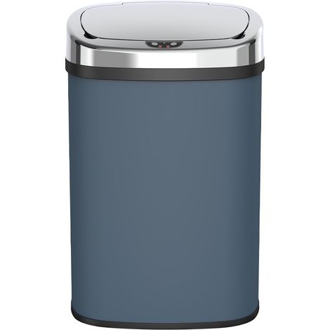 Poubelle de cuisine automatique 58L grande capacité gris mat en acier INOX avec cerclage (1/5)