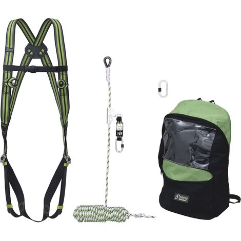 Kratos Absturzsicherung Profi Set inklusive Auffanggurt, Bandfalldämpfer und Rucksack Gerüstbauer, 15m (1/5)