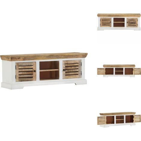 TV-Schrank 110x30x40 cm Massivholz Mango - Fernsehschränkchen - Wohnzimmermöbel - Holzmöbel - Mangoholz - Sideboard (1/5)