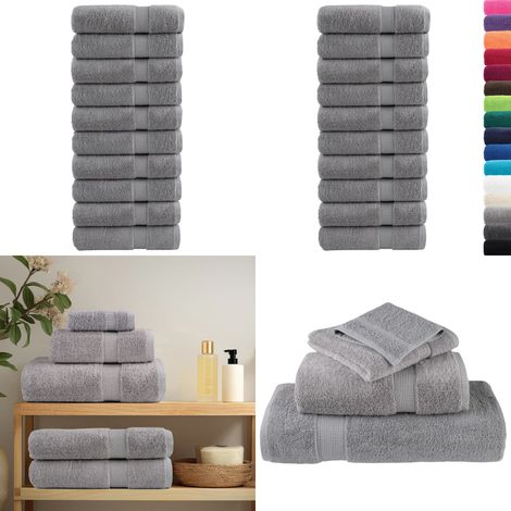 Premium Handtücher SOLUND 10 Stk. Grau 50x100 cm 600 g/m² - Baumwolle - Saugfähigkeit (1/5)