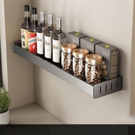 Étagère Murale à Épices Sans Perçage - Organiseur Suspendu pour Cuisine et Salle de Bain - Porte-Ustensiles 40 cm