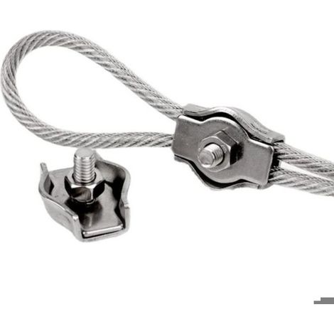 24 Pièces Pince Câble Métallique,Serre-Câble M3,Clips de Câble en Acier Inoxydable Pour Câble D’Acier 3mm,Simplex Clips Pour Les C (1/4)