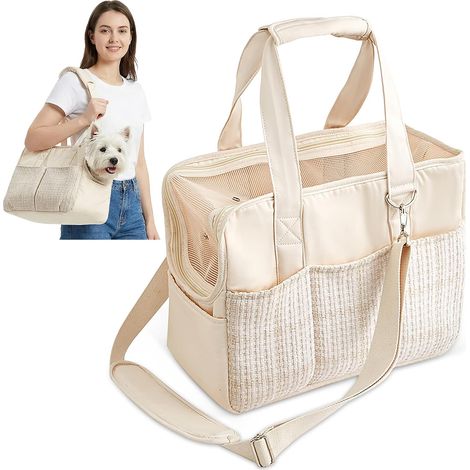 Borsa da trasporto - cani e gatti di piccola taglia - borsa a tracolla pieghevole con scomparti - cinghia di sicurezza e cuscino rimovibile - ideale (1/2)