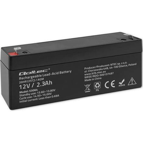Qoltec batería AGM 12V 2,3Ah negra (1/5)