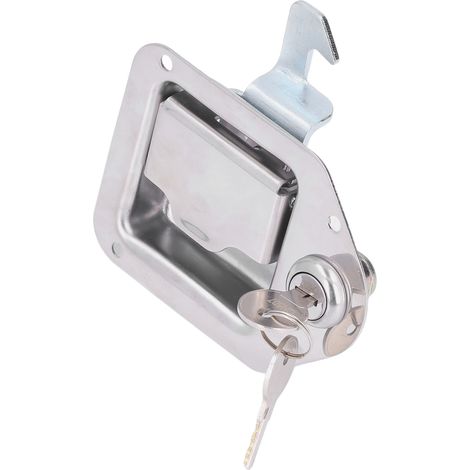 Cadenas de poignée pour boîte à outils avec deux clés, en acier inoxydable 304, couleur argentée, pour camion, camping-car, remorque, VTT, UTV (1/5)