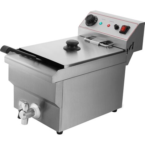 Friteuse avec Panier 10L 3000W Friteuses Électriques en Acier Inoxydable Épaissi 0,8mm Grande Capacité pour Usage Domestique et Commercial avec Limiteur de Température