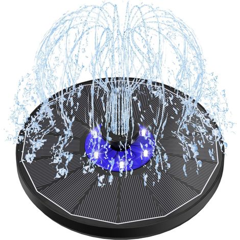 Fontaine Solaire Extérieur, 3.5W LED Flottante Pompe Bassin Solaire, Fontaine Solaire Verre avec 2200mAh Batterie, 7 Buses & 4 Tiges Fixes pour Bain d'oiseaux Aquarium Jardin