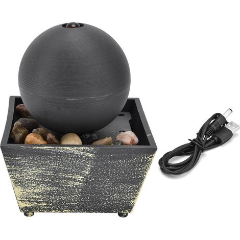 Fontaine de boule de table d'intérieur USB 3V avec lumière LED et fontaine de bureau en pierre pour décor de bureau à domicile (1/4)