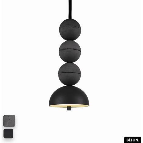 Lampe de suspension en béton - BOSFOR CONCRETE ANTHRACITE - NOIR 3 BALLES LED 14W (1/2)
