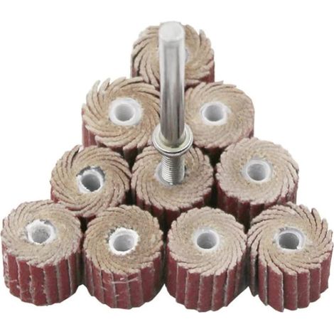 10 pièces 1 mandrin disque de roue à lamelles perceuse poncer papier verre abrasif 80-600 meuleuse polissage pour outils rotatifs Dremel, 180 - (1/5)