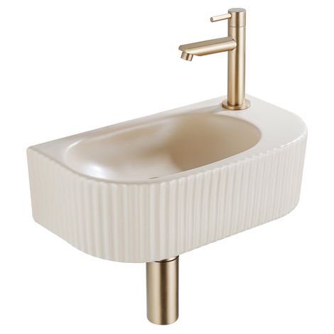 Fugaflow Efficiente Pietra Ensemble lavabo d'angle - 40x21.5x12cm - droit - rainuré - semi-circulaire - 1 trou de robinet - céramique - robinet de (1/5)