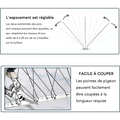 Lot de 14 - Pic Anti-Pigeon En Acier Inoxydable 3.5 Mètres - Pique Anti-Oiseaux Pour Effrayer Pigeons - Corbeaux, Moineaux, Chats - Répulsif Oiseaux (1/5)