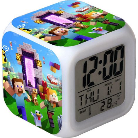 Digitaler Multifunktionswecker Minecraft-Wecker LED-Edition