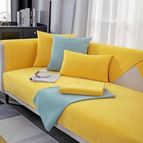 Housse de canapé en chenille - Antidérapante - Pour chien et chat - 1/2/3/4 places - Pour canapé sectionnel en forme de U / L (1/5)