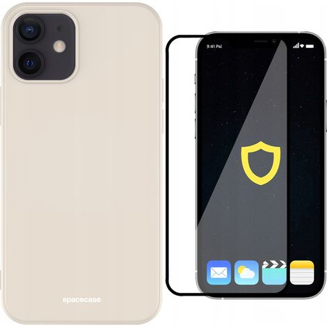Robusta e solida custodia protettiva in silicone opaco per iPhone 12/12 Pro + Vetro (1/5)
