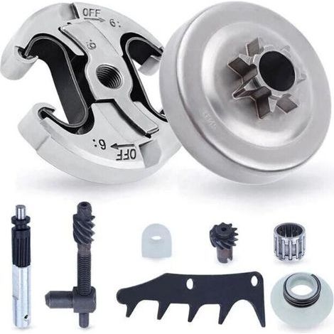 Pignon et Embrayage pour Husqvarna 345 445 340 450, Pignon de Chaîne .325'' Pas 6 Dents + Tambour d'embrayage + Roulement Pièces de Rechange Tronçonneuse Accessoire Kit 8 en 1 (1/5)