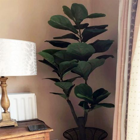 120cm (4ft) Large Artificial Fiddle Fig Tree Ficus Evergreen Plant (1/3)