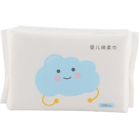 Lot 100 lingettes bébé non tissées, lingettes sèches ou humides visage propre lavable, serviette jetable (1/5)