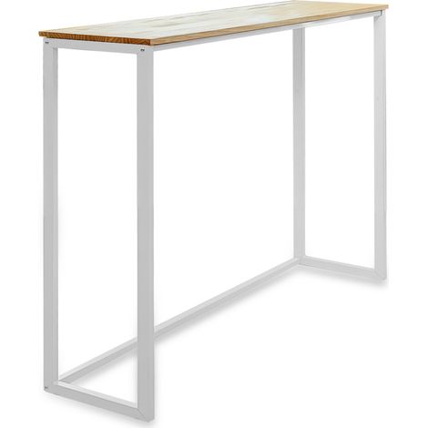 Mesa Alta 118x30x110cm iCub ECO Line Blanca en madera maciza de pino acabado Natural estilo nordico industrial Box Furniture (1/5)