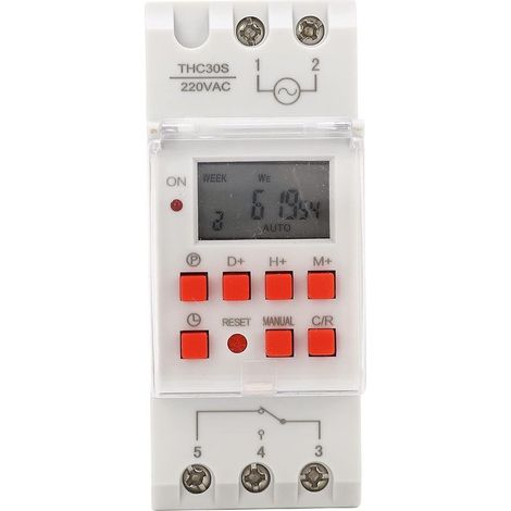 Programmateur numérique pour chauffe-eau électrique 30 A – Tension 220 V – Minuterie 1 seconde – Écran LCD – Installation rail 35 mm (1/5)