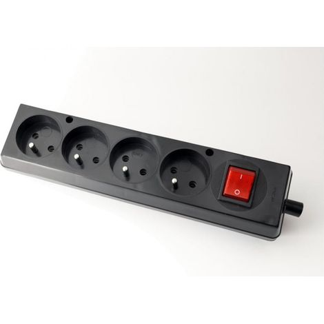 Tragbare Vierfachsteckdose 16A 2P+Z 250V mit Schalter, schwarz GN-470WS
