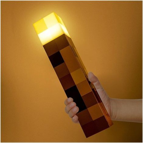 Lampe de nuit Minecraft pour enfants, veilleuse torche LED, décoration chambre garçon, éclairage doux, idéal cadeau, fonctionne sur batterie, design ludique et coloré (1/5)