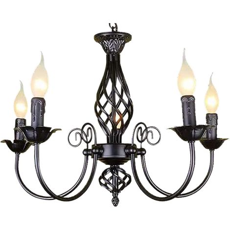 Moderne Kronleuchter 5-Kop flammig Decken Lampe Vintage Pendel Hänge Leuchte Deckenleuchten Nachtlampe Metall Kronleuchter E14 [Energieklasse A+] (1/5)