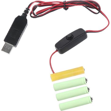 Câble d'alimentation USB pour éliminateurs de piles AAA - Remplace 4 piles AAA de 1,5 V (1/4)