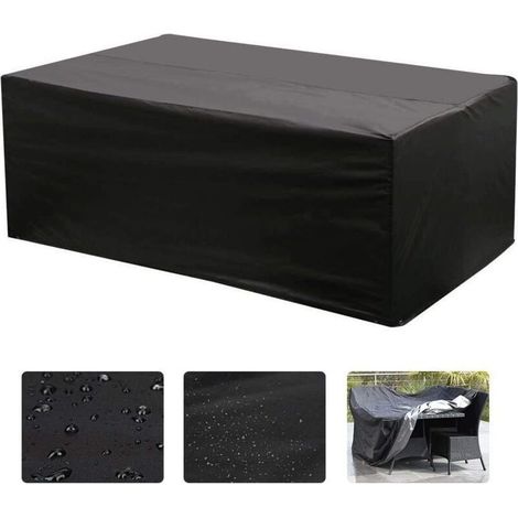 – Housse salon de jardin rectangulaire 180x120cm – Tissu Oxford 210D imperméable – Protection UV et intempéries – Cordon de serrage et œillets (1/5)