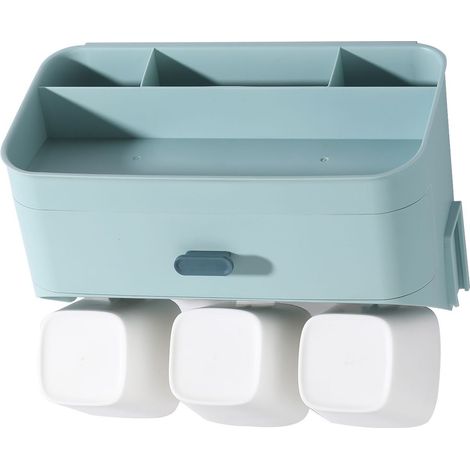 Set porte-brosse à dents magnétique à ventouse, gobelet de bain mural sans perçage avec support de rinçage (1/4)