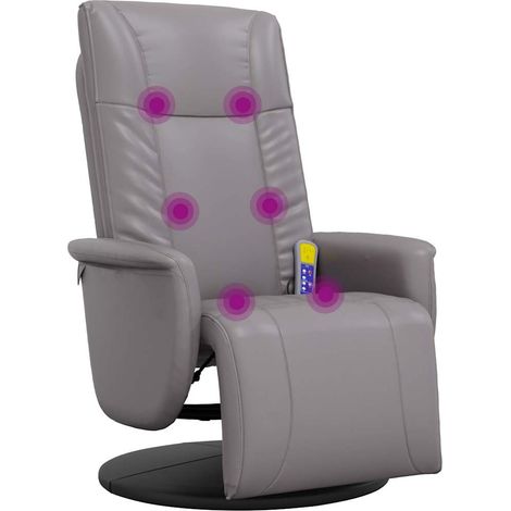 Fauteuil Inclinable - Fauteuil Relax repose-pieds gris similicuir fr17692 (1/5)