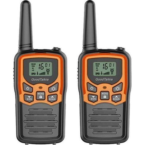 Talkie-Walkies numériques Longue Distance 8km, écran LCD Son Digital, Jeu de Communication et d'action pour Aventure en Plein air, Clip Ceinture, Orange-2pcs