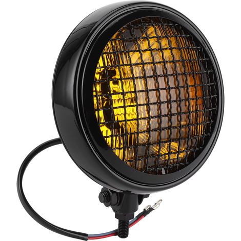 Phare Avant Moto Universel Lentille Ambre Rétro Lampe Ronde 120W 15cm avec Grille de Protection (1/5)
