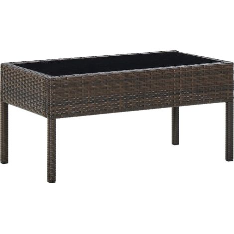 Garden Table Brown 75x40x37 cm Poly Rattan vidaXL