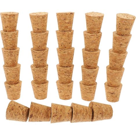 Lot de 30 bouchons liège - bois, coniques pour vin et bière (1/5)