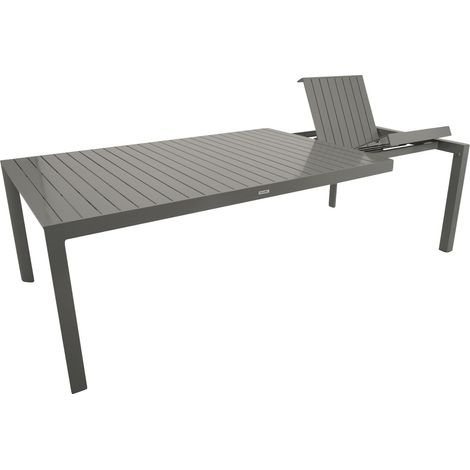 BAGO: XL Ausziehtisch 195/255x120cm rechteckig, Gestell und Tischplatte Aluminium anthrazit
